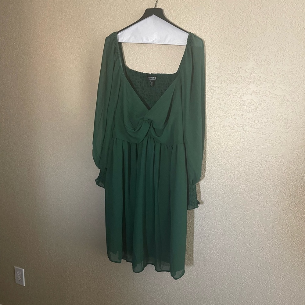 Eloquii green sheer long sleeve short dress. Size 18